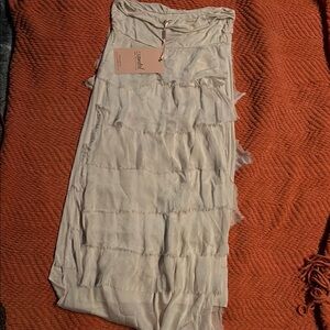 Cream Tiered Maxi Skirt for Casual Resort Wear